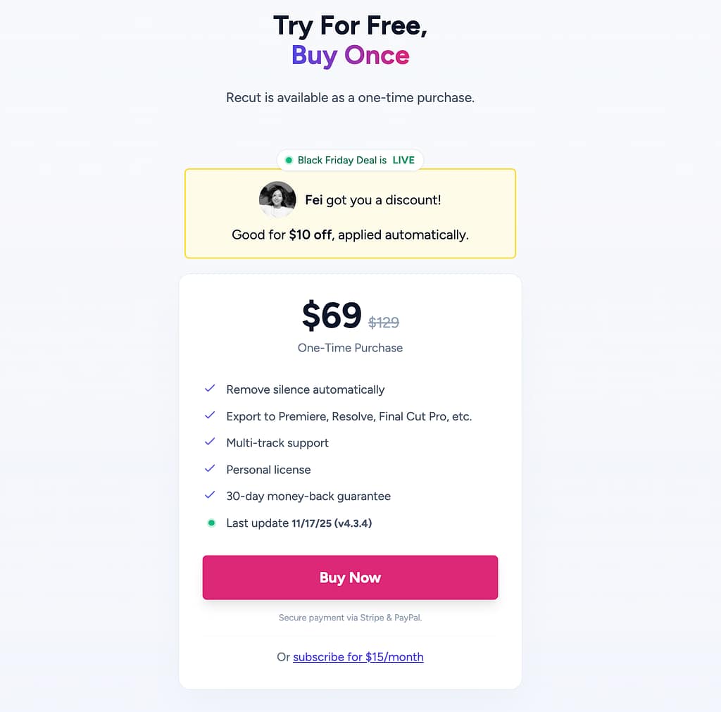 Recut Black Friday Deal 2025