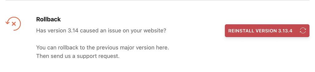 WP rocket 3.14 rollback