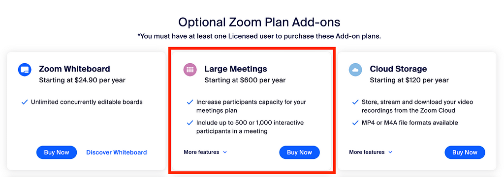 Zoom plan add ons (large meetings)