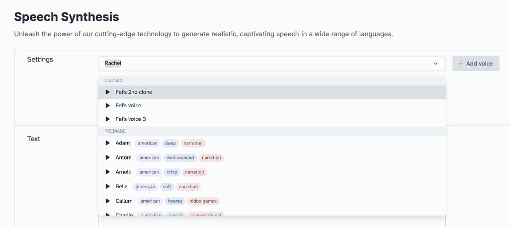 ElevenLabs Speech Synthesis