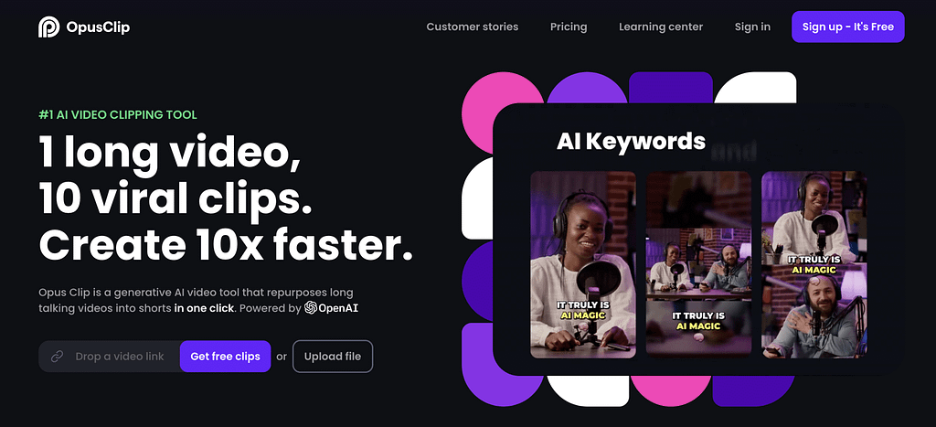 Opus Clip: Create viral clips with AI.