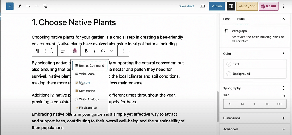 Improve blog post paragraphs with Rank Math Content AI WordPress AI Writer