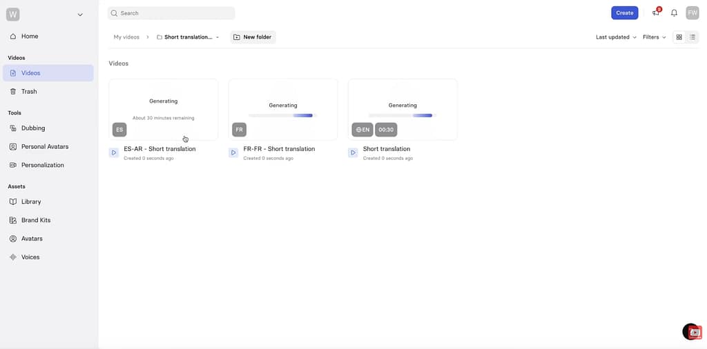 Generating multiple video languages with Synthesia AI Video translation