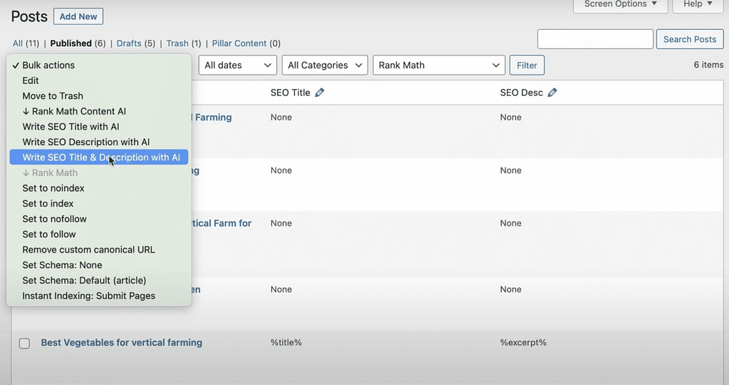 Use Rank Math Content AI to generate SEO titles and descriptions.