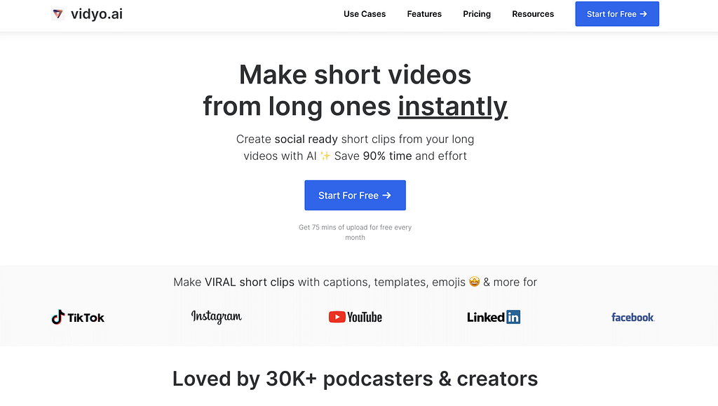 Vidyo.ai (2023): AI Content Repurposing Tool