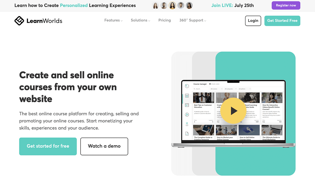 LearnWorlds in 2023: Create and sell online courses from your own websites.
