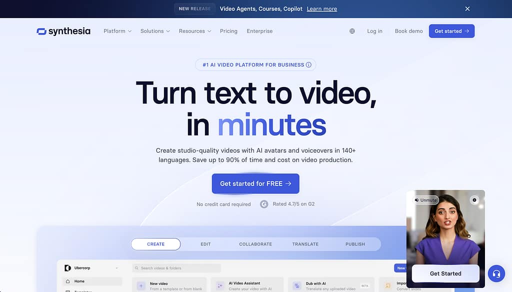 Synthesia AI video translation dashboard showing Spanish dubbing options with lip-sync controls and Express-Voice features