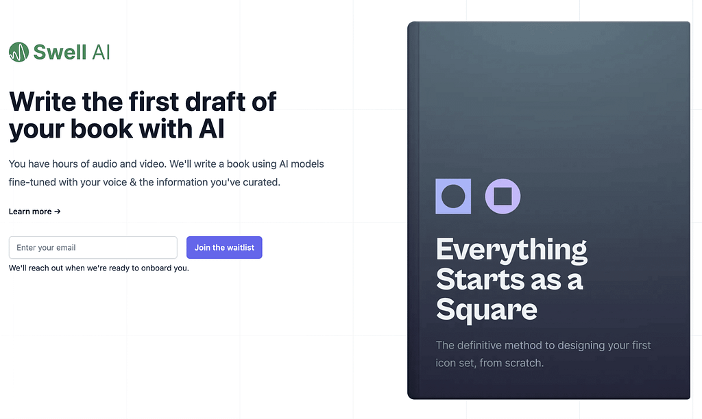 Swell AI write a book feature