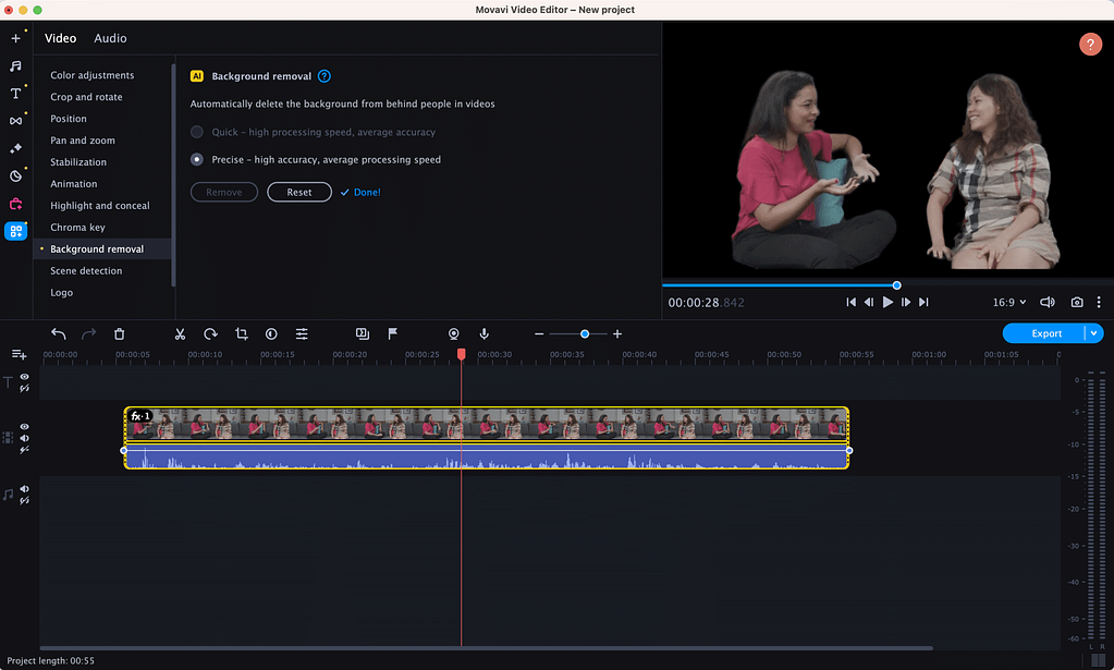 Movavi AI Background Removal