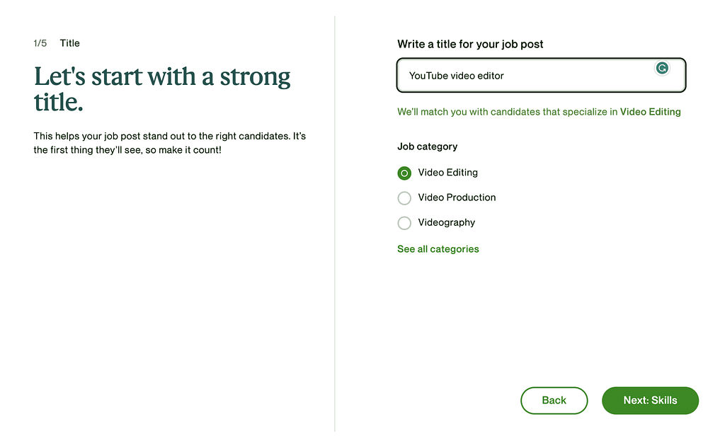 Upwork job title