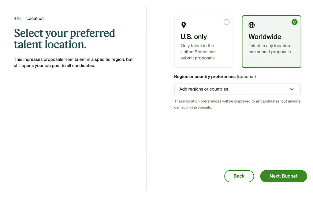 Upwork Job Location