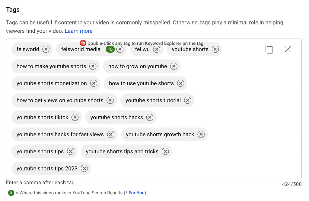 Upload a video to YouTube in 2023: Add tags