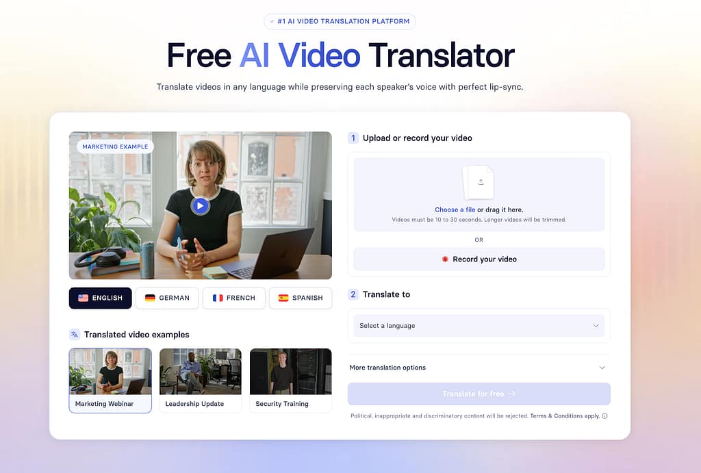 Synthesia AI Video Translation - Free Tool