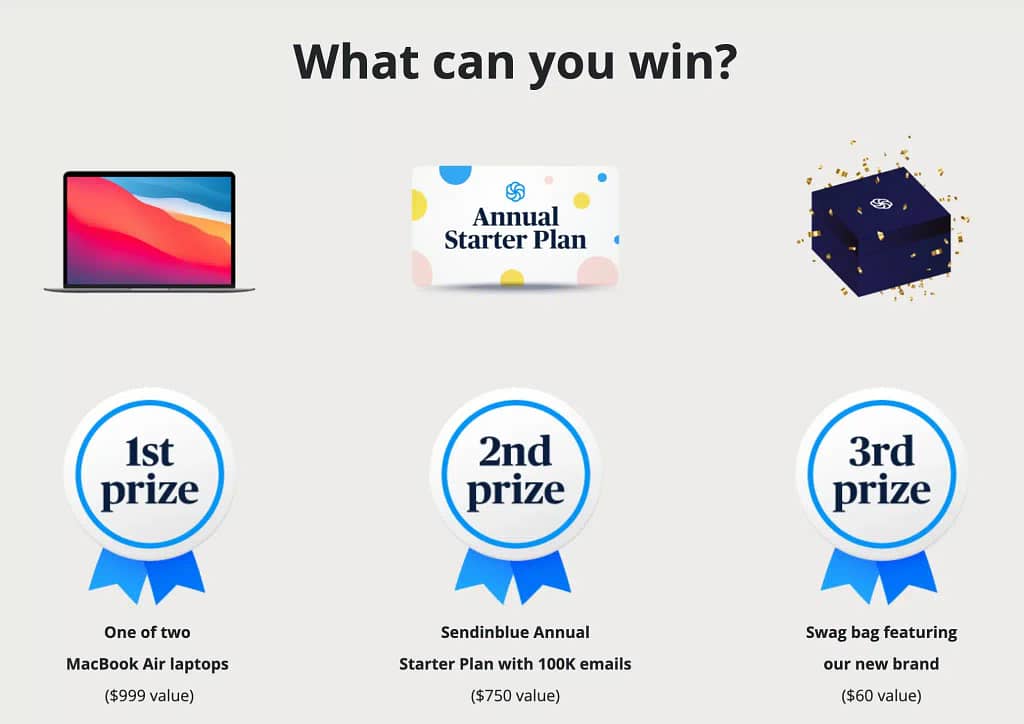 Sendinblue contest prizes (2023)