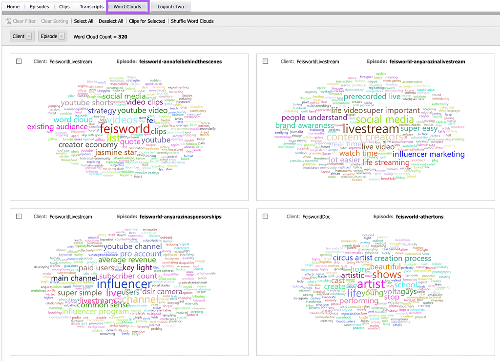 PodIntelligence Word Clouds