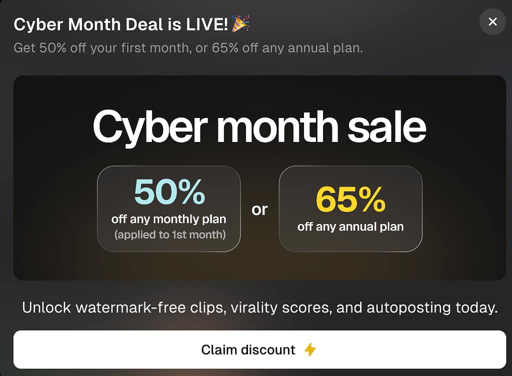 OpusClip Black Friday sale 2025