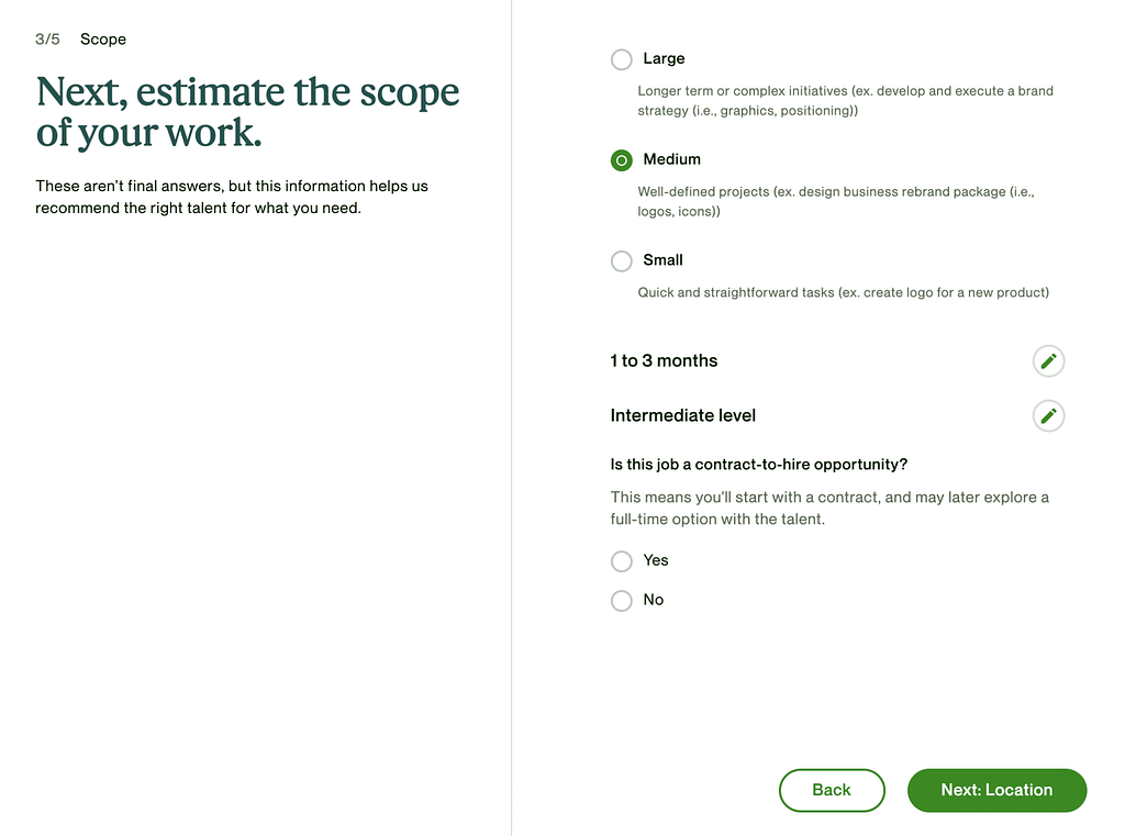 Upwork job scope