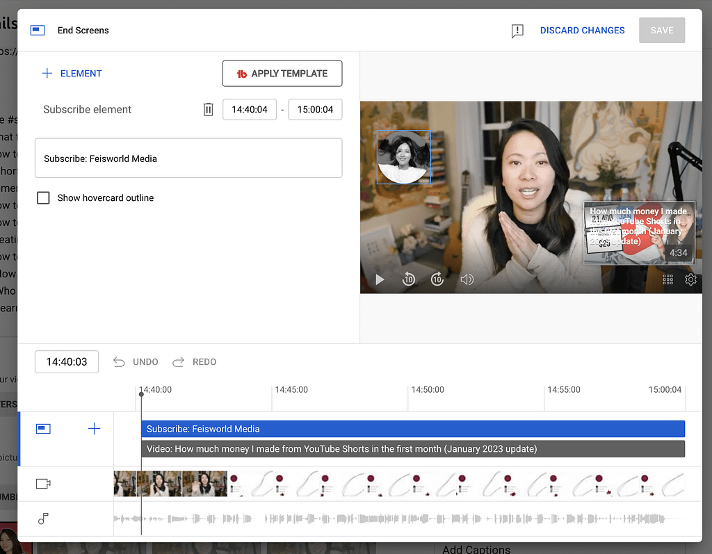 Adding an end screen to a YouTube video in 2023