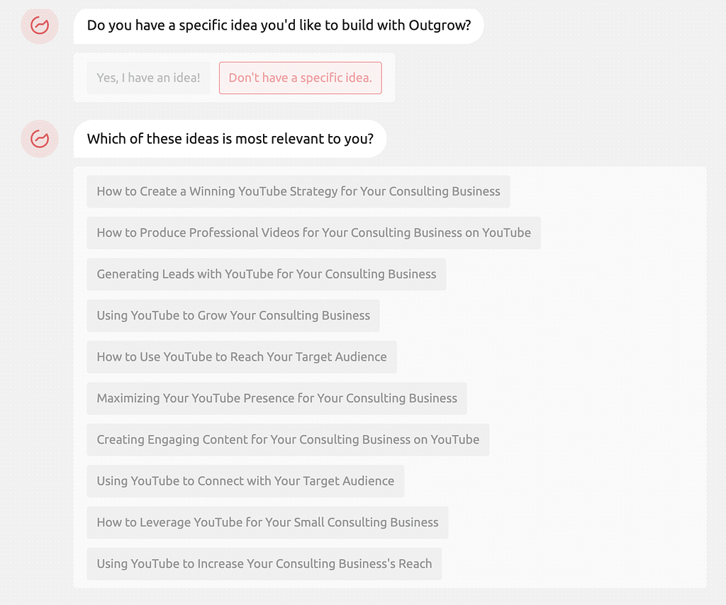 Outgrow AI content suggestions