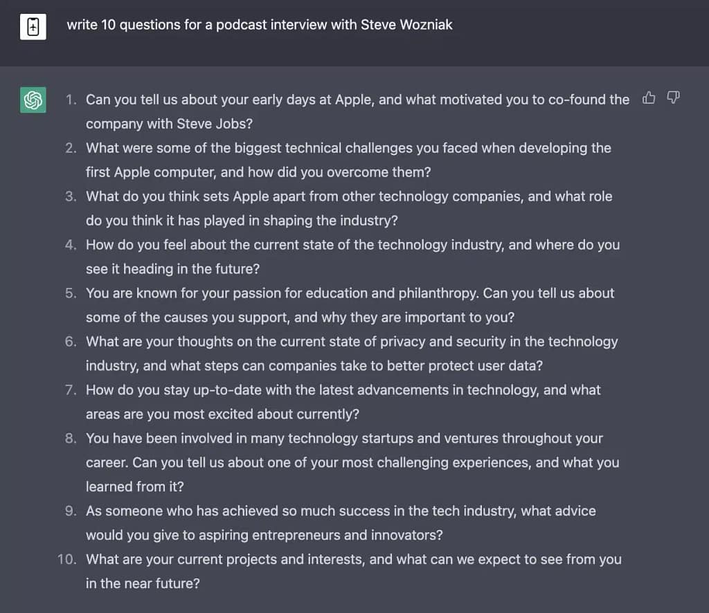 ChatGPT for Podcasters: Get questions suggestions (2023)