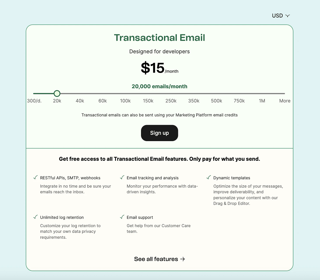 Brevo Platform for Transactional Emails