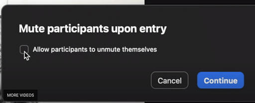 Large zoom meeting: Don't allow participants to unmute themselves