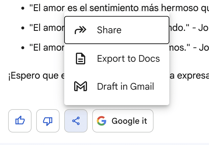 Google Bard New Features July 2023: Share options