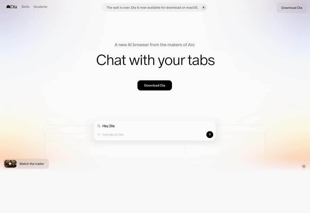 Dia AI Browser: one of the Best AI browsers